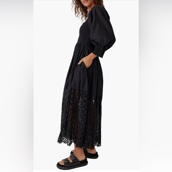 Free people Perfect Storm Smocked Eyelet long Sleeve Maxi Dress, Medium, $168 - Picture 5 of 10